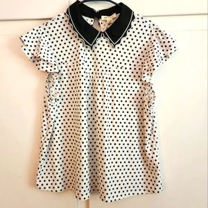 Faith and Joy BN blackwater polka dot Peter pan collar top blouse ruffle